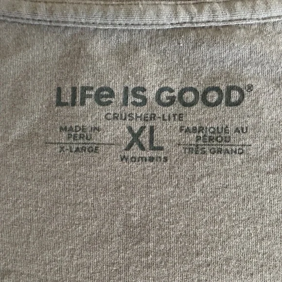 Life Is Good Light Gray V-Neck Shirt Dog Prints - Picture 9 of 11